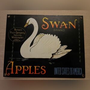 Vintage Ande Rooney Swan Apples Porcelain Enameled Advertising Sign